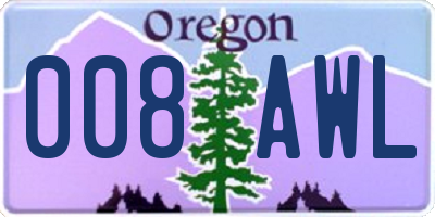 OR license plate 008AWL