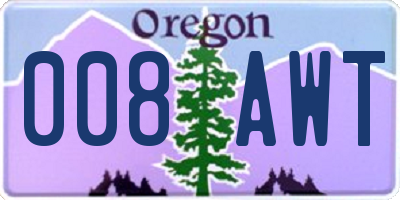 OR license plate 008AWT