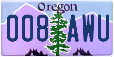 OR license plate 008AWU