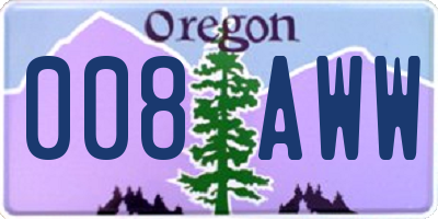 OR license plate 008AWW