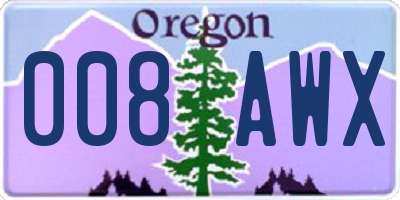OR license plate 008AWX