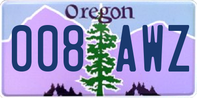 OR license plate 008AWZ