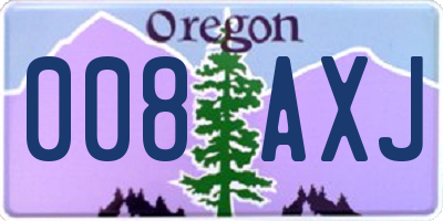 OR license plate 008AXJ