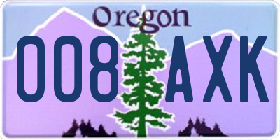 OR license plate 008AXK