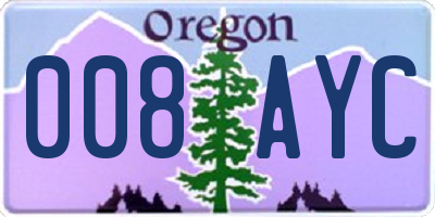 OR license plate 008AYC