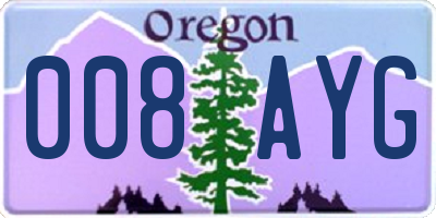 OR license plate 008AYG