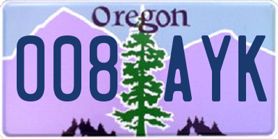 OR license plate 008AYK