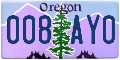 OR license plate 008AYO