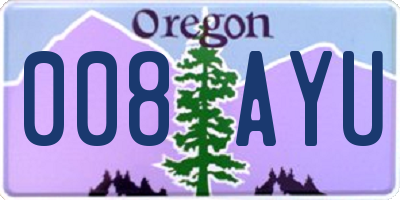 OR license plate 008AYU