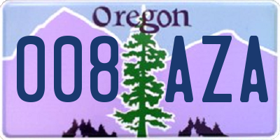 OR license plate 008AZA