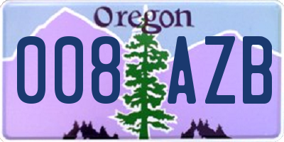 OR license plate 008AZB