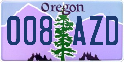 OR license plate 008AZD