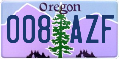 OR license plate 008AZF