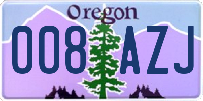OR license plate 008AZJ