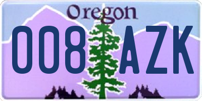 OR license plate 008AZK