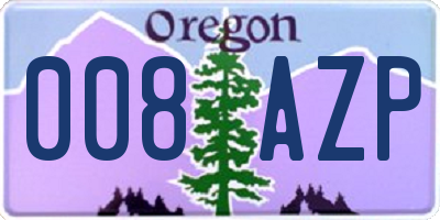 OR license plate 008AZP