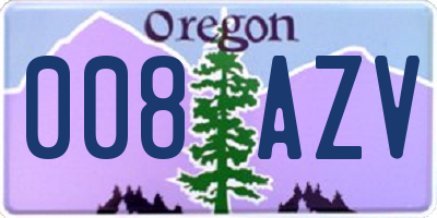 OR license plate 008AZV