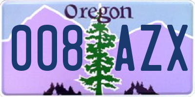 OR license plate 008AZX