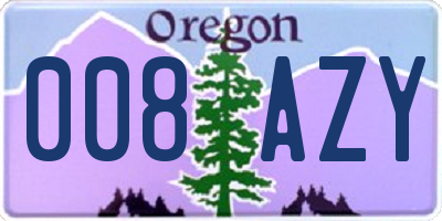OR license plate 008AZY
