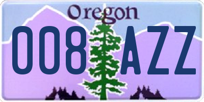 OR license plate 008AZZ