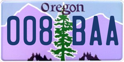 OR license plate 008BAA