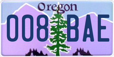 OR license plate 008BAE