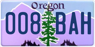 OR license plate 008BAH