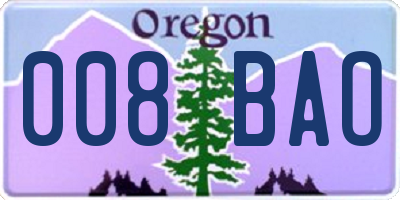 OR license plate 008BAO