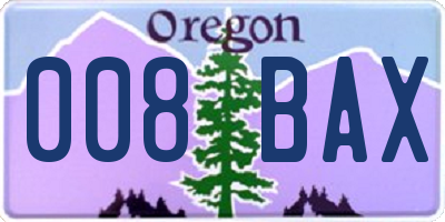 OR license plate 008BAX