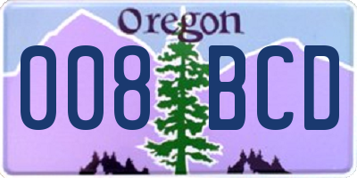 OR license plate 008BCD