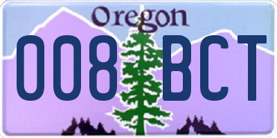 OR license plate 008BCT