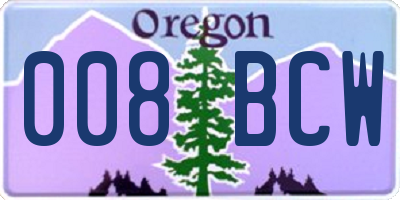 OR license plate 008BCW
