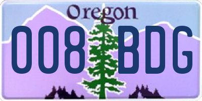 OR license plate 008BDG