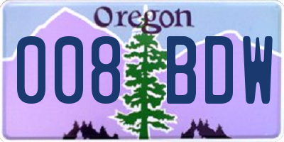OR license plate 008BDW