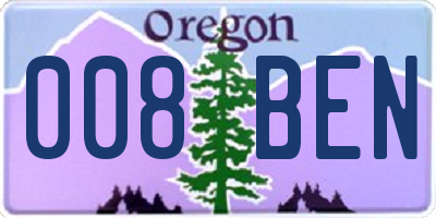 OR license plate 008BEN