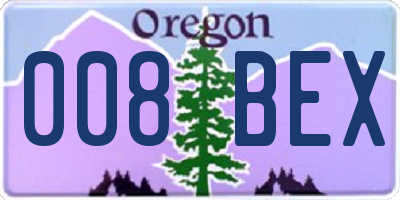 OR license plate 008BEX