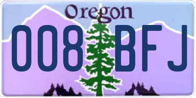 OR license plate 008BFJ