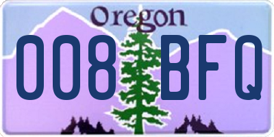 OR license plate 008BFQ