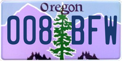 OR license plate 008BFW