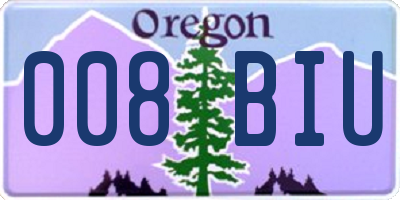 OR license plate 008BIU