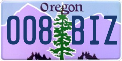 OR license plate 008BIZ
