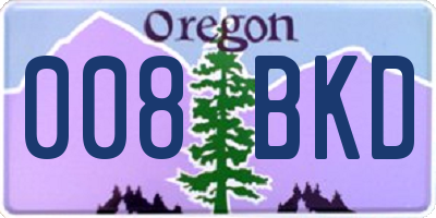 OR license plate 008BKD