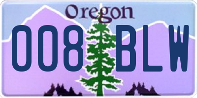 OR license plate 008BLW