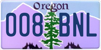 OR license plate 008BNL