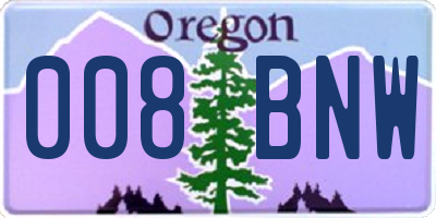 OR license plate 008BNW
