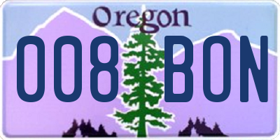 OR license plate 008BON