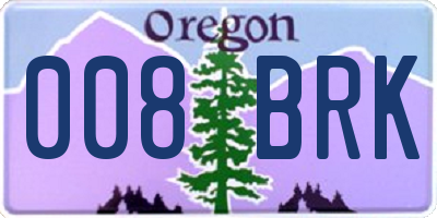 OR license plate 008BRK