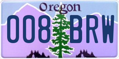OR license plate 008BRW