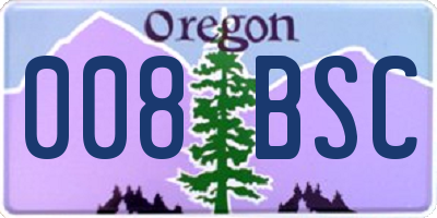 OR license plate 008BSC