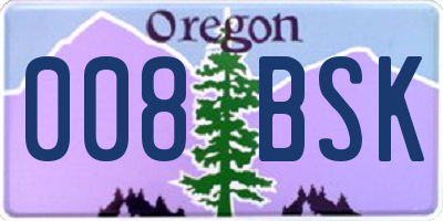 OR license plate 008BSK